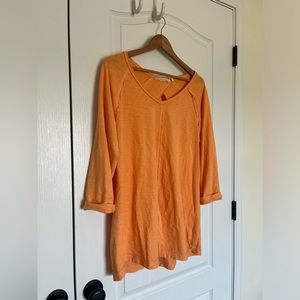 Soft Surroundings 100% Cotton Keyhold Cuff Sleeve Tunic Tshirt size large